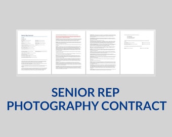 Senior Rep Photography Session Contract, High School Senior Rep Photographer Contract Template, Word Template