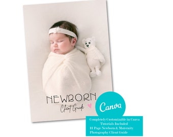 Newborn Photography Client Guide for Canva, Newborn Welcome Packet Template, Magazine Template for Canva, 1st Edition