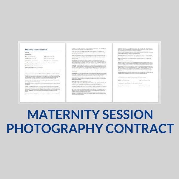 Maternity Photography Session Contract, Maternity Photographer Contract Template, Word Template