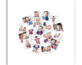 24x24 Photo Collage Template, 18 Photo Circle Layout, Photoshop PSD File, Wall Art Design, Digital Download