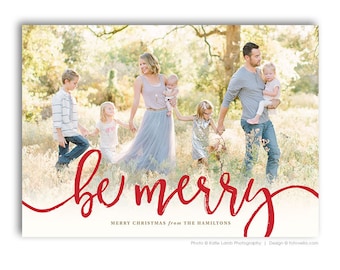 Year In Review Christmas Card Template | Holiday Newsletter Photoshop Template for Photographers, Family Photo Card