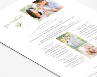 Sjabloon prijslijst fotograaf | Prijsgids fotografie | Bewerkbaar PSD-prijsoverzicht | Direct downloaden