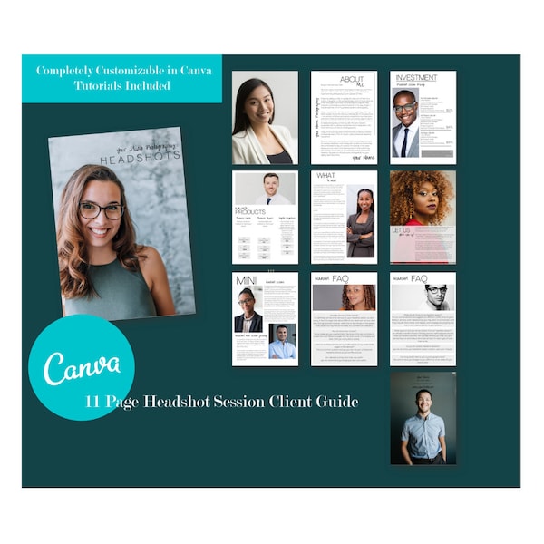 Headshot Photography Client Guide for Canva (2nd Edition) Welcome Packet Template