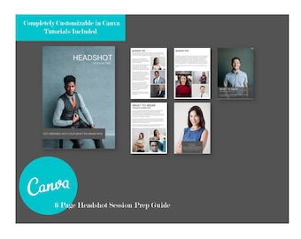 Headshot Photography Prep Guide | Editable Canva Client Welcome Magazine | Branding Session Client Guide Template