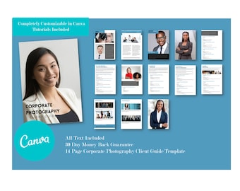 Corporate Photography Client Guide for Canva, Welcome Packet Magazine Templatefor Canva for Photographers