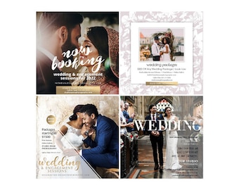 Paquete de plantillas de marketing de fotografía de boda, plantillas de Photoshop, plantillas de historia de Facebook e Instagram