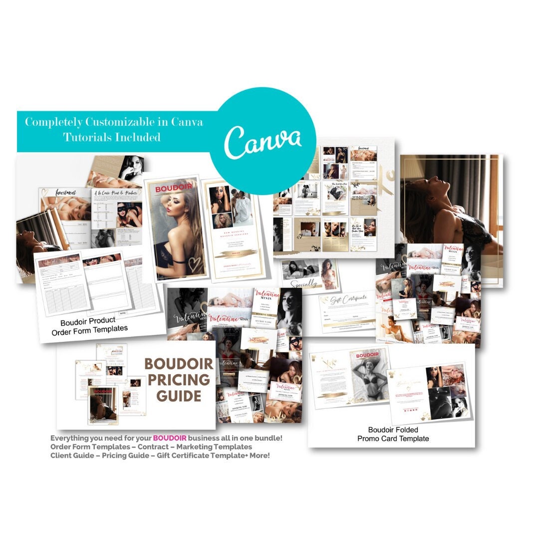 Boudoir Marketing Bundle for Photographers, CANVA, Boudoir Photography