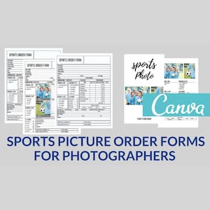 Sportfotografie Bestellschein | Canva bearbeitbares Bild Preisblatt | Foto Bestellvorlage für Fußball, Baseball, Football