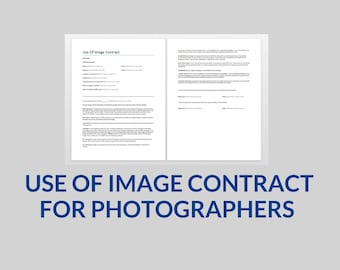 Use of Image Contract, Photographer Photo Release Agreement, Editable Word DOC, Legal Form Template, Digital Download