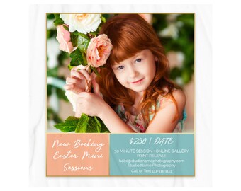 Easter Mini Session Template, Spring Marketing Template, Marketing Board, Photoshop Template, Spring Minis, Photographer
