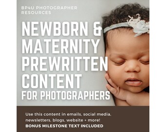 Newborn Photography Content Templates | Prewritten Email, Blog and Social Media Captions for Newborn & Maternity Photographers