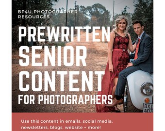 Senior Photography Marketing Kit | Prewritten Social Media, Blog & Email Templates for Photographers | Editable Content Bundle