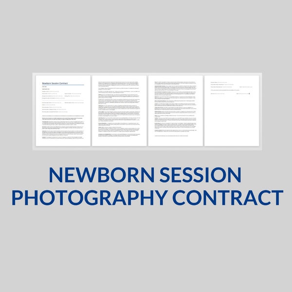 Newborn Photography Session Contract, Newborn Photographer Contract Template, Word Template