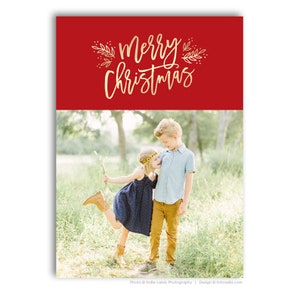 Christmas Photo Card Template - Holiday Card Template - For Photographers - Photoshop Required - MERRY CHRISTMAS