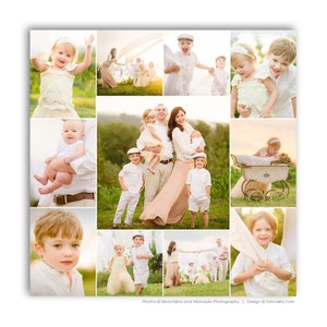 Sjabloon fotocollage | 24 x 24 vierkante lay-out voor Photoshop, fotograafcollagesjabloon, EENVOUD 24 VIERKANT