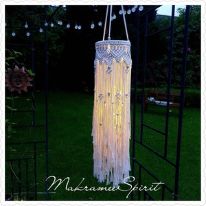 Macrame boho chandelier, hanging lamp, fairy lights, wind catcher, macrame pedant light, living idea