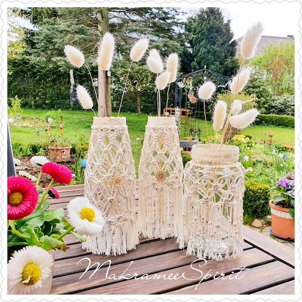 Vase en macramé, décoration florale, décoration de table, cadeau pour elle, design bohème