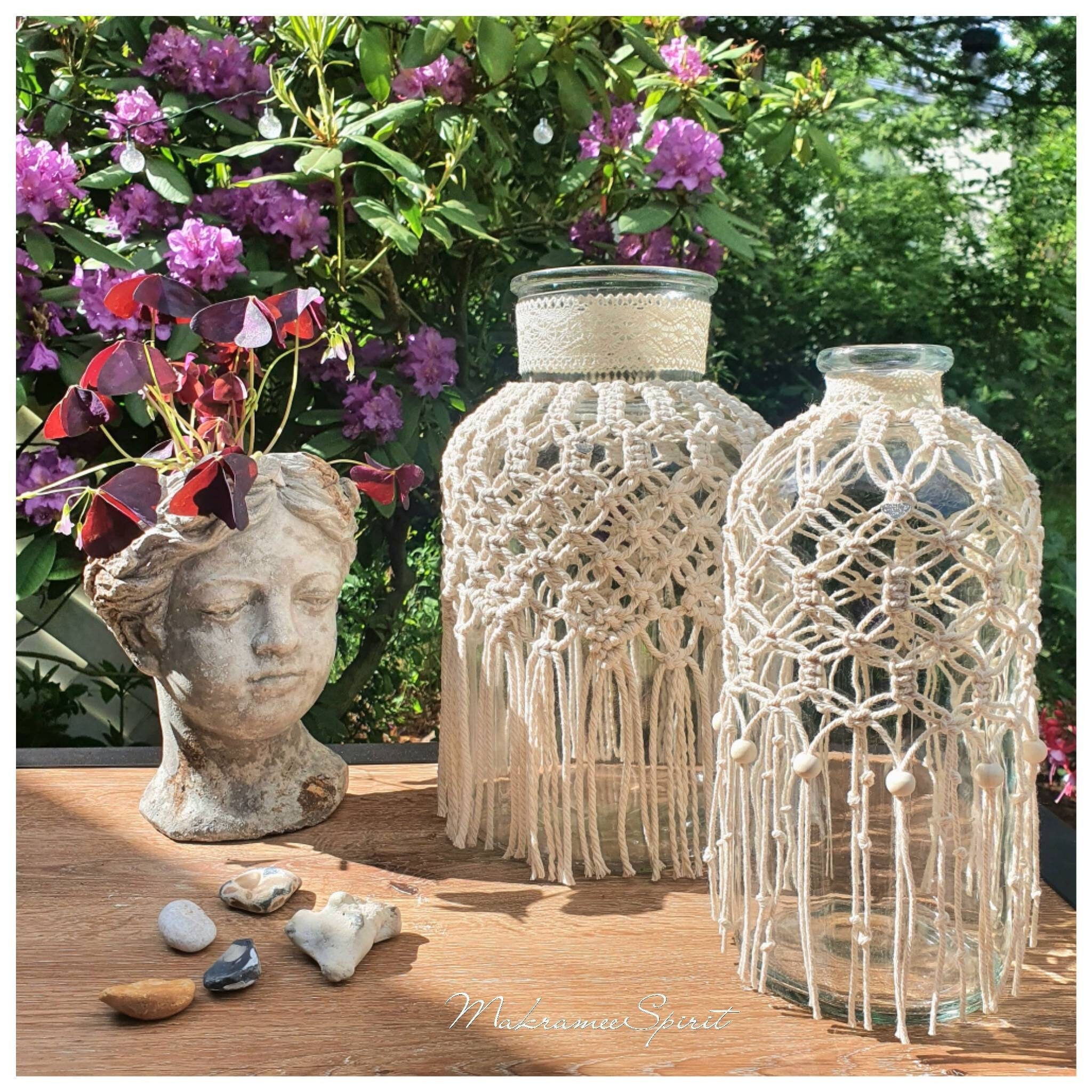 Große Boho Vase Makramee Blumenhalter Tischvase Bodenvase Etsy.de