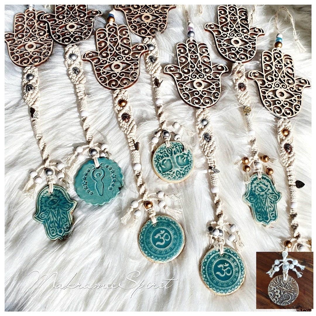 Hamsa Macrame, Spiritual Symbols, OM, Tree of Life, Hamsa, Moon Goddess, Buddha, Meditative Home