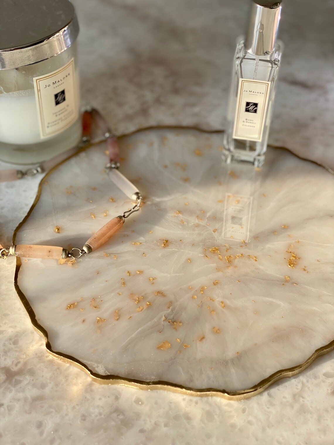 Vanity tray marble serving tray perfume tray. Resin rolling Etsy