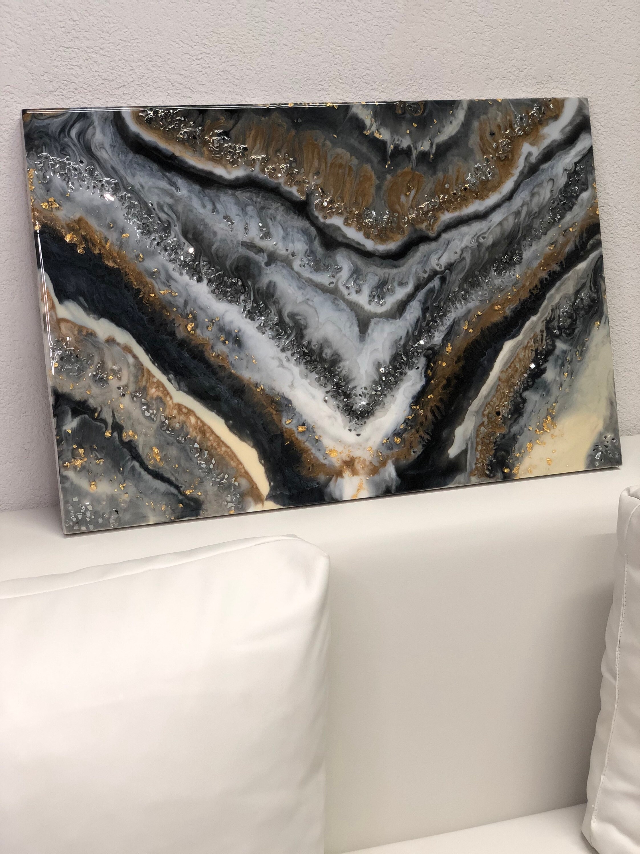 Crystal wall art black gold resin wall art. Wall decor bedroom Etsy