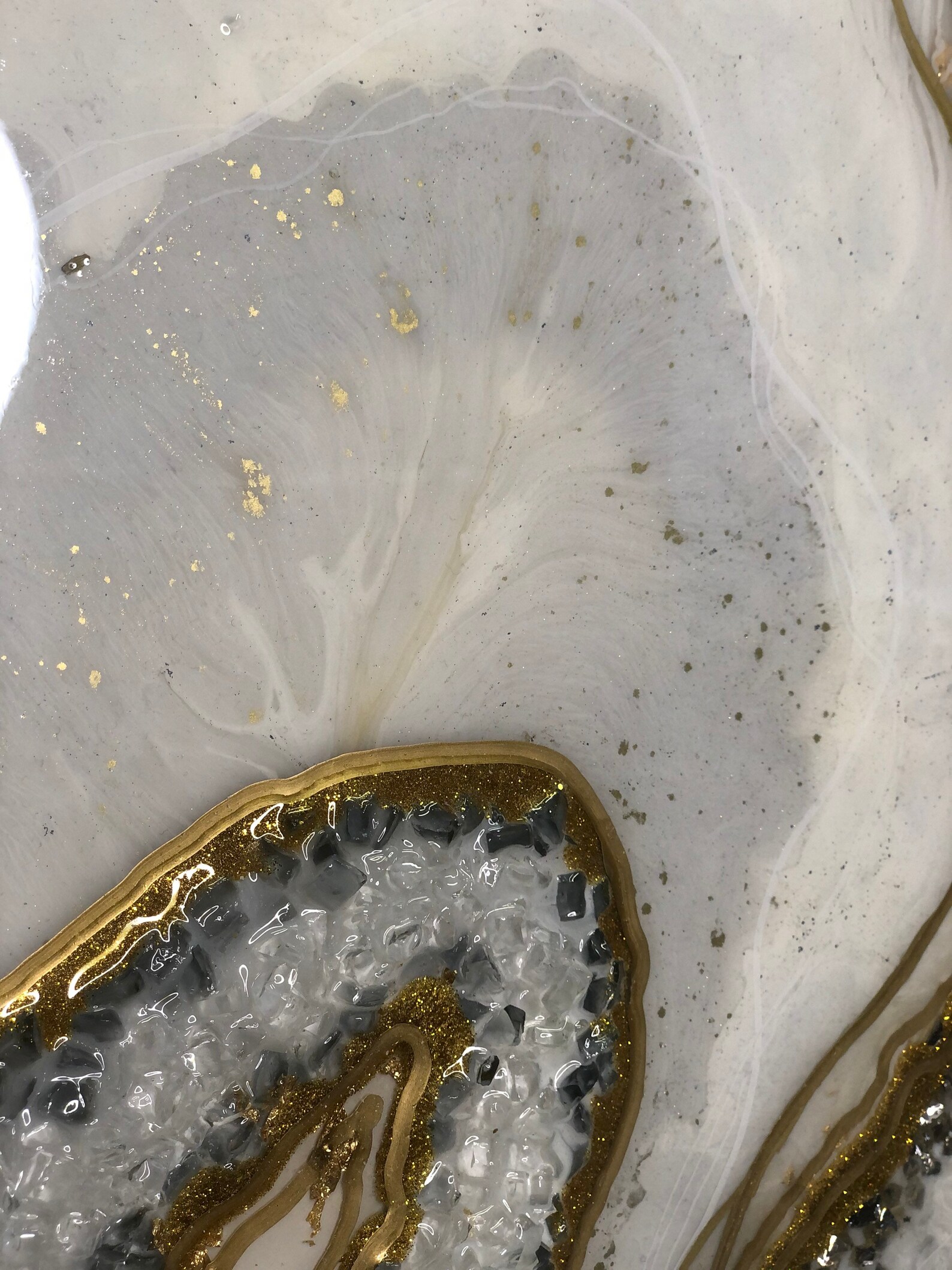 3 Piece Geode Wall Art. White Gold Resin Art is Modern Wall Etsy