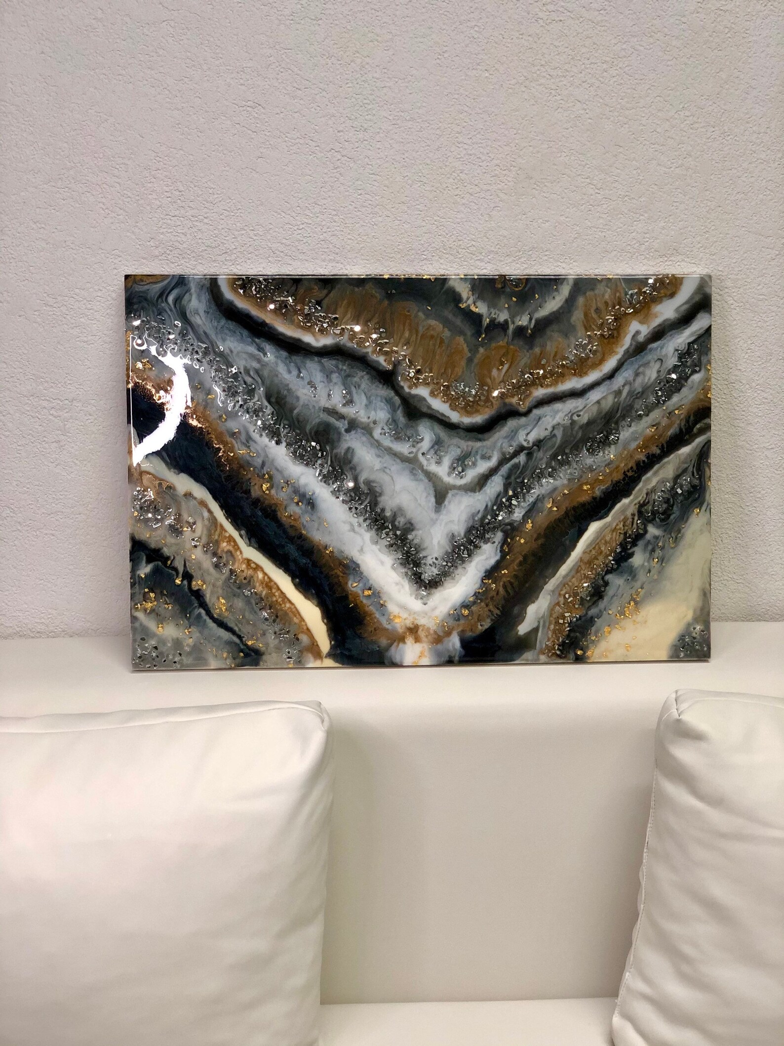 Crystal wall art black gold resin wall art. Wall decor bedroom Etsy