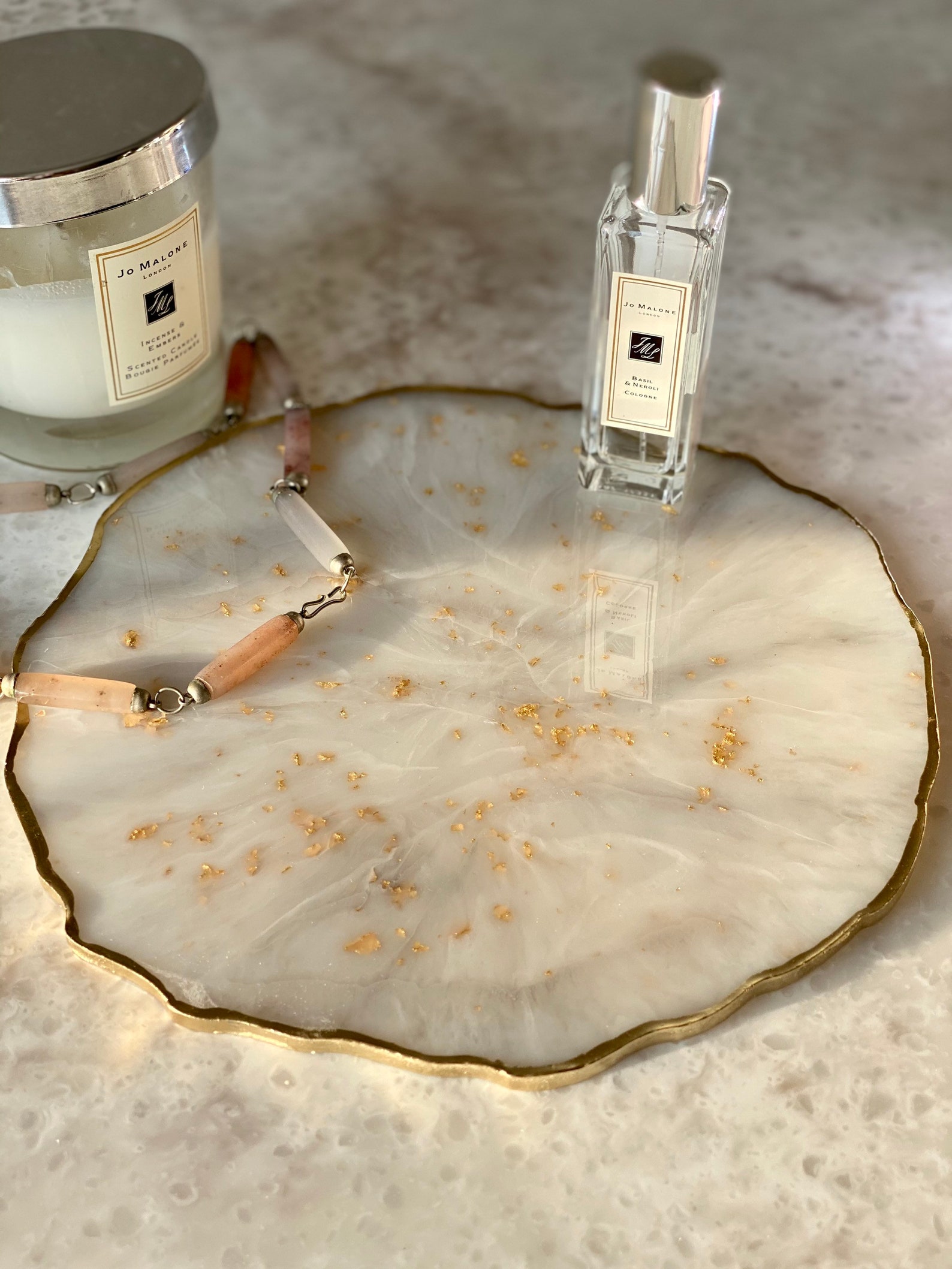 Vanity tray marble serving tray perfume tray. Resin rolling Etsy