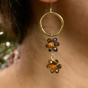Beaded Flower Hoop Earrings