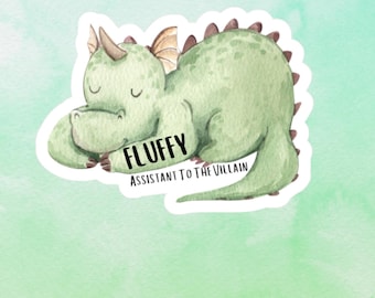 Adesivo Assistente del Cattivo, Fluffy il Drago, Apprendista del Cattivo, Complice del Cattivo
