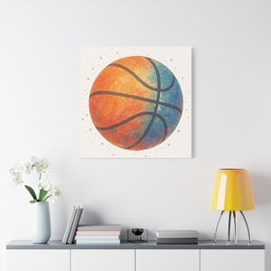 Rainbow Basketball Canvas Wall Art, Home Decor for Sports Lovers, Kids Room, Gift for Basketball Fans, Unique Artwork for Gym