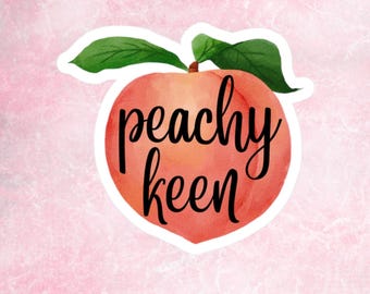 Sticker perzik: vinylsticker Peachy Keen - laptop, bidon