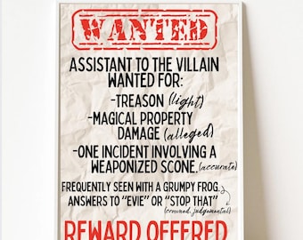 Manifesto ricercato assistente del cattivo, pdf e png