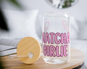 Vaso para beber Matcha: 16 oz ecológico con tapa de bambú