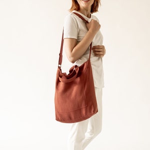 Linen Handbag. Linen Shoulder Bag
