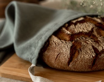 Zero Waste Linen Bread Bag. Reusable Storage Bag