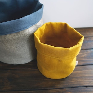 Handcrafted Linen Fabric Basket - Rustic Elegance for Home Organization