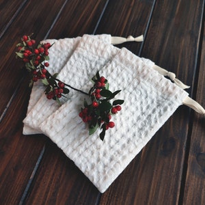 Borsa regalo in lino, borsa bomboniera fatta a mano, piccola borsa con coulisse, custodia portaoggetti, borsa nuziale 5x7"