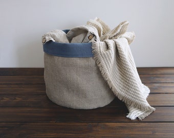 Natural Linen Bread Basket, Fabric Plant Pot, Linen food storage