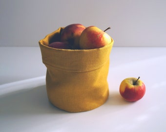Handcrafted Linen Fabric Basket - Rustic Elegance for Home Organization