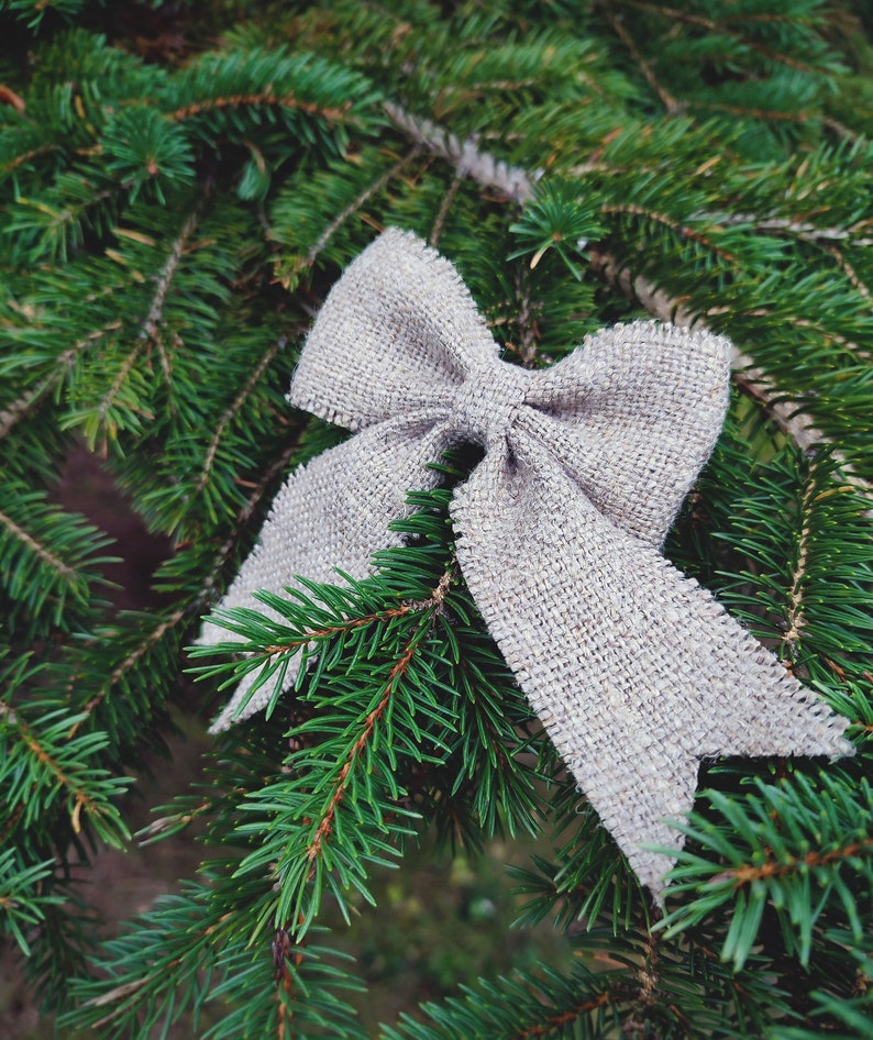Handcrafted Burlap Christmas Tree Bows. Set of 10 Etsy