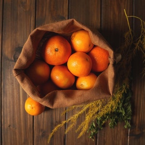 Zero Waste Linen Produce Bag. Linen Bread Bag. Reusable Storage Bag in Cinnamon Brown image 7