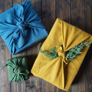Furoshiki in lino, carta da regalo riutilizzabile
