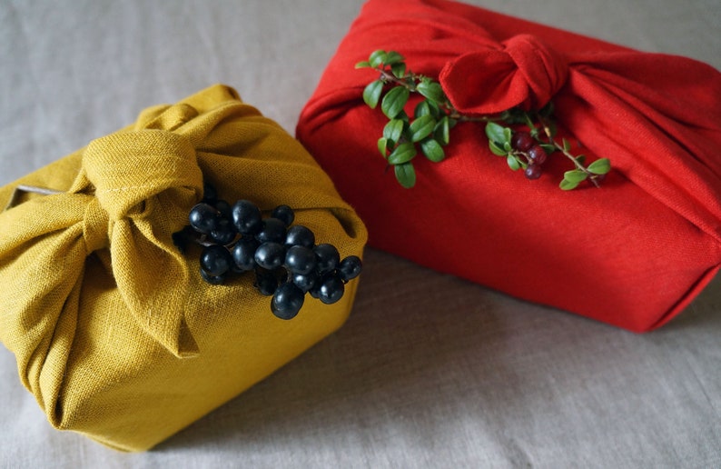 Linen Furoshiki Reusable Gift Wrap image 3