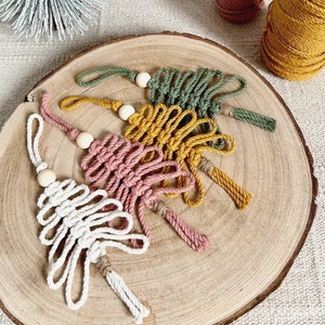Decorazioni di Natale in Macrame, Addobbi per Albero di Natale, Accessori Natalizi in Colori Pastello, Idea Regalo di Natale, in Cotone
