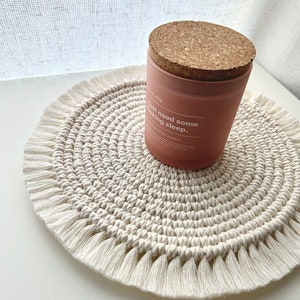 Large Macrame Coaster, Boho Trivet Mat, Plant Pot Holder Base, Table Decor Placemat, Handmade Homeware, Rustic Trivet, Tovaglietta Colazione