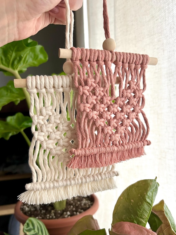 Little Macramé Heart Wall Hanging, Boho Woven Wall Decor, Wooden and Cotton Fiber Art, Small Wall Tapestry, Mother's Day Gift for Mom