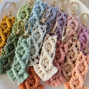 LLAVERO DE MACRAMÉ, Accesorio para llaves de coche y hogar, Llavero colorido para bolso, Regalo estilo bohemio hecho a mano, Algodón reciclado