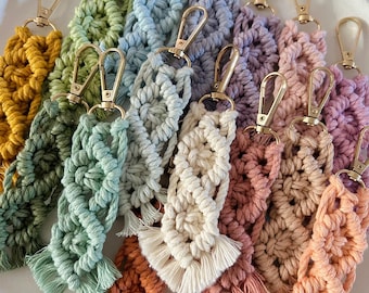 MACRAME KEYCHAIN, Car and Home Key Accessories, Colorful Bag Keychain, Handmade Boho Style Gift, Recycled Cotton