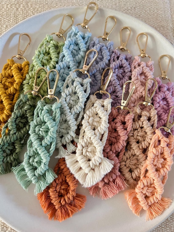 MACRAME KEYCHAIN, Car and Home Key Accessories, Colorful Bag Keychain, Handmade Boho Style Gift, Recycled Cotton